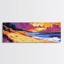 Beach Sunset, Coastal Vibes, Ocean Landscape, Tropical Wall Art, Vibrant Seascape, Framed Canvas Print, Living Room Wall Decor