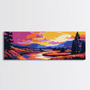 River Valley, Wild Nature, Sunset Glow, Canvas Print, Rustic Wall Art, Mountain Landscape, Vibrant Home Decor, Scenic Painting