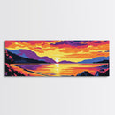 Mountain Lake, Vibrant Sunset, Serene Water, Canvas Print, Relaxing Wall Art, Nature Painting, Bedroom Art, Cabin Aesthetic, Gift Idea