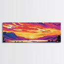 Scenic Lake Art, Sunset Painting, Vibrant Nature Scene, Rustic Wilderness Wall Art, Cozy Cabin Decor, Colorful Mountain Art, Canvas Print