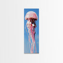 Jellyfish Painting, Ocean Life Wall Art, Coastal Minimalist Decor, Beach House Artwork, Nautical Blue, Framed Canvas Print