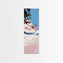 Beach Walk, Ocean Escape, Summer Serenity, Coastal Home Decor, Minimalist Seaside Painting, Modern Aesthetic, Framed Canvas Print