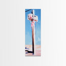 Coastal Utility Pole, Minimalist Beach Art, Soft Pastel Aesthetic, Sky Blue Landscape, Modern Wall Decor, Framed Canvas Print, Ocean Vibes