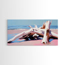 Driftwood Painting, Coastal Beach Art, Nautical Wall Decor, Ocean Aesthetic, Seaside Home Artwork, Rustic Coastal Canvas Print