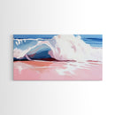 Ocean Wave, Soft Pink, Beach Scene, Canvas Print, Coastal Wall Art, Modern Home Decor, Nautical Aesthetic, Tranquil Bedroom Wall Art