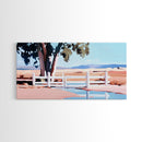 White Fence, Pastoral Landscape Print, Rustic Country Art, Framed Canvas Print, Minimalist Home Decor, Living Room Wall Art