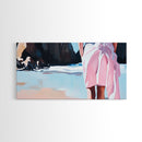 Pink Shoreline, Coastal Escape, Framed Canvas Print, Minimalist Seascape, Pastel Art, Beach House Decor, Serene Wall Art, Bedroom