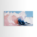 Ocean Wave, Abstract Beach Painting, Dynamic Wall Art, Coastal Decor, Surfer Aesthetic, Blue and White Framed Canvas Print