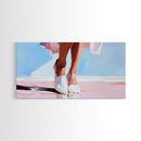 Elegant Walk, Feminine Art, Framed Canvas Print, Minimalist Painting, Pastel Tones, Chic Home Decor, Bedroom Wall Art