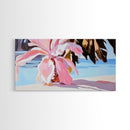Pink Tropical Plant, Boho Botanical, Exotic Leaves, Pastel Colors, Soft Summer Vibes, Relaxing Nature, Living Room Art, Framed Canvas Print