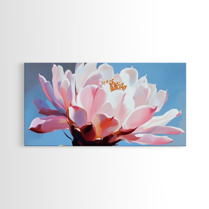 succulent paintings on canvas Blooming Cactus, Floral Wall Art, Desert Aesthetic, Boho Nature Decor, Soft Pink Botanical, Succulent Art, Canvas Print, Kitchen Decor