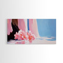 Floral, Waterfall, Soft Pink, Framed Canvas Print, Living Room Wall Art, Boho Art, Nature Artwork, Elegant Painting, Serene Home Decor