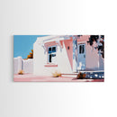 White House, Desert, Warm Tones, Framed Canvas Print, Mediterranean Art, Minimalist Architecture, Rustic Home Decor