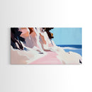 Coastal Path, Beach Cliffside Art, Ocean Landscape Print, Tranquil Summer Wall Art, Minimalist Pastel Decor, Framed Canvas Print
