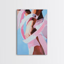 Pink Ribbon, Female Décor, Framed Canvas Print, Cabin Wall Art, Farmhouse Home Decor, Cozy Living Room Art