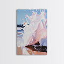 Splashing Wave Art, Abstract Coastal Decor, Ocean Energy Painting, Framed Canvas Print, Minimalist Beach House Art, Modern Wall Decor