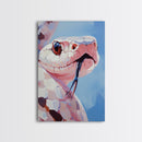 Pink Snake, Wildlife Portrait, Exotic Reptile, Framed Canvas Print, Animal Lover Wall Art, Unique Home Decor, Nature Inspired Art
