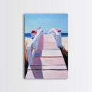 Boardwalk, Beach Print, Coastal Wall Art, Framed Canvas Print, Nautical Aesthetic, Minimalist Ocean Scene, Relaxing Artwork