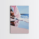 Flowing Waves, Dreamy Ocean Art, Framed Canvas Print, Abstract Beach Landscape, Soft Pastel Seascape, Coastal Serenity, Modern Decor