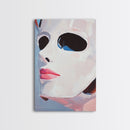 White Mask Portrait, Feminine Art, Minimalist Decor, Abstract Face Painting, Modern Aesthetic, Canvas Print, Framed Canvas Print