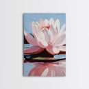 Lotus, Water Lily, Tranquil Nature Art, Framed Canvas Print, Zen Floral Wall Decor, Soft Pastel Painting, Botanical Art, Spa Wall Art