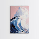 Surf Wave Art, Coastal Wall Decor, Abstract Ocean Painting, Large Modern Seascape, Framed Canvas Print, Nautical Themed Wall Art
