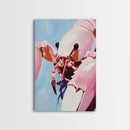 Pink Lobster Art, Coastal Kitchen Decor, Abstract Seafood Illustration, Nautical Wall Print, Framed Canvas Print, Dining Room Wall Art
