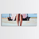 Swing By The Sea, Pastel Sky, Framed Canvas Print, Beach Wall Art, Minimalist Decor, Relaxing Aesthetic, Soft Tones, Coastal Living