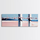 Beach Fence, Coastal Barrier, Ocean Landscape, Framed Canvas Print, Minimalist Seaside Art, Nautical Wall Decor, Summer Home Artwork