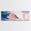 Ocean Waves, Pink and Blue, Coastal Wall Art, Minimalist Beach Print, Modern Home Decor, Surfer Vibes, Canvas Print, Serene Seascape
