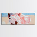 Flowing Dress, Windy Beach, Coastal Summer Art, Framed Canvas Print, Minimalist Boho Decor, Ocean Wall Artwork, Seaside Aesthetic