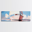 Sailboat Reflection, Nautical Wall Art, Ocean Lover Gift, Beach House Aesthetic, Framed Canvas Print, Coastal Living Room Decor