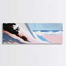 Ocean Breeze, Cliffside Waves, Coastal Landscape, Living Room Art, Nautical Decor, Minimalist Aesthetic, Framed Canvas Print, Blue Hues