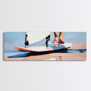 Surfboard Reflections, Beach Vibes, Modern Coastal Art, Surfing Aesthetic, Boho Home Decor, Framed Canvas Print, Watercolor Inspired