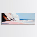 Sunset Cliffs, Ocean Mist, Coastal Landscape, Relaxing Wall Art, Beach Retreat, Soft Pastel Colors, Framed Canvas Print, Contemporary Style