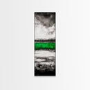 Green Lake, Moody Sky, Reflection, Framed Canvas Print, Minimalist Landscape, Monochrome Art, Office Decor, Nature Inspired Wall Art