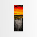 Sunset Fence, Fiery Sky, Bold Colors, Canvas Print, Western Landscape, Rustic Home Decor, Ranch Wall Art, Farmhouse Living Room