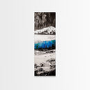 Mountain Reflection, Blue Lake Art, Nature Canvas Print, Black White Wall Art, Landscape Painting, Large Artwork, Minimalist Decor