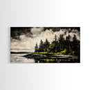 Island Escape, Black and White Landscape, Coastal Home Decor, Framed Canvas Print, Nature Wall Art, Cabin Living Art