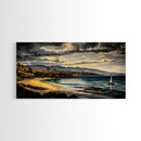 Sailboat, Coastal Sunset, Dramatic Sky, Framed Canvas Print, Nautical Wall Art, Beach House Decor, Ocean Lover Gift, Living Room Art