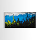 Underwater Seascape Painting, Blue and Yellow Canvas Print, Ocean Wall Art, Marine Decor, Vibrant Home Aesthetic, Framed Canvas Print