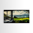 Tropical Beach View, Ocean Canvas Print, Relaxing Coastal Painting, Serene Landscape Wall Art, Living Room Decor, Framed Canvas Print