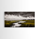 Marshland, Scenic, Natural, Canvas Print, Tranquil River Painting, Serene Landscape Wall Art, Nature Home Decor, Country House Artwork