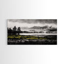Foggy Forest, Mountain Landscape, Monochrome Wall Art, Framed Canvas Print, Modern Home Decor, Living Room Artwork, Nature Print