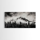 Mountain Landscape, Black and White, Framed Canvas Print, Nature Wall Art, Rustic Home Decor, Modern Farmhouse, Large Wall Art