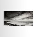 Coastal Storm, Dramatic Beach Scene, Black and White Seascape, Modern Coastal Art, Neutral Wall Decor, Canvas Print, Living Room Art