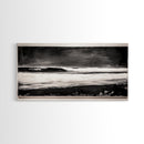 Stormy Ocean Wave, Black and White Seascape, Coastal Wall Art, Nautical Decor, Minimalist Artwork, Beach House Vibes, Framed Canvas Print