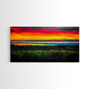Colorful Sunset, Ocean Horizon, Bright Abstract, Vibrant Beach Art, Contemporary Landscape, Statement Piece, Canvas Print