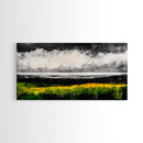 Abstract Coastal Art, Ocean Horizon, Dramatic Sky, Framed Canvas Print, Large Wall Art, Modern Living Room Decor, Beach House Art