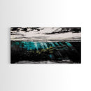 Underwater View, Ocean Depths, Abstract Seascape, Coastal Home Decor, Blue Water Art, Framed Canvas Print, Living Room Wall Art, Unique Art